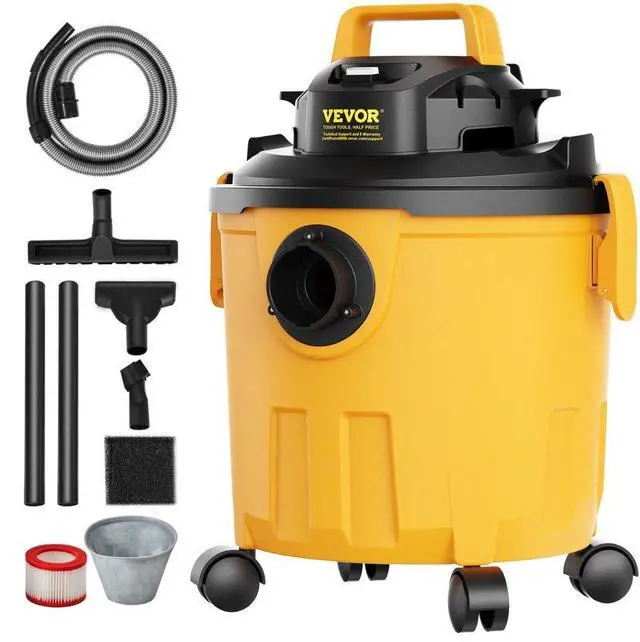 Main image of VEVOR Shop Vacuum Wet And Dry, 5 Gallon 6 Peak HP Wet/Dry Vac, Powerful Suction with Blower Function with Attachments 2-in-1 Crevice Nozzle, Small Shop Vac Perfect for Carpet Debris, Pet Hair, Car
