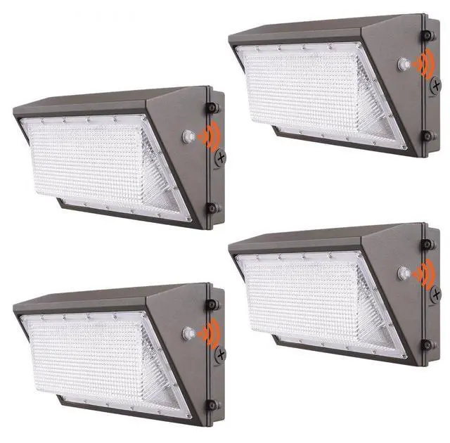 Main image of VEVOR 4PCs LED Wall Pack Lights, 100W 10800LM, 5000K Commercial Outdoor Lights Security Lighting Fixture, with Intelligent Light Sensing 180 LED beads Energy Saving for Garages Yards, IP65 Waterproof