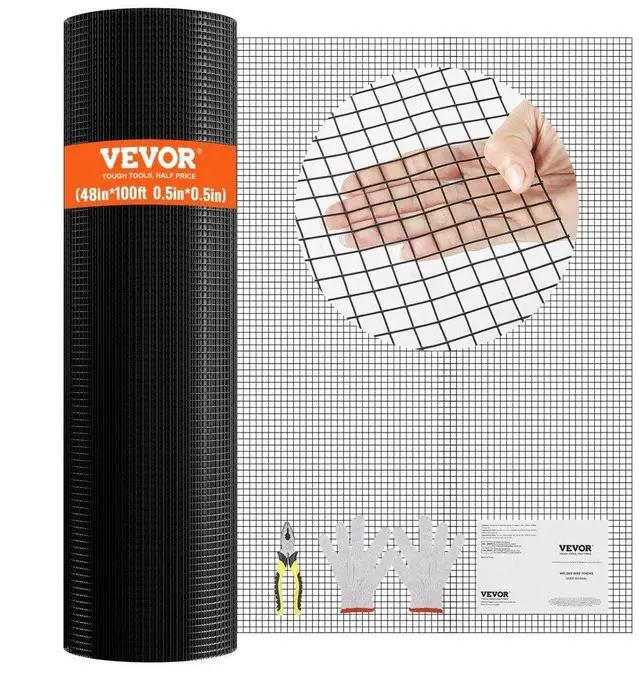 Main image of VEVOR Hardware Cloth, 48'' x 100' Galvanized Wire Mesh Roll, 19 Gauge Chicken Wire Fence Roll, Vinyl Coating Metal Wire Mesh for Chicken Coop Barrier, Rabbit Snake Fences, Poultry Enclosures