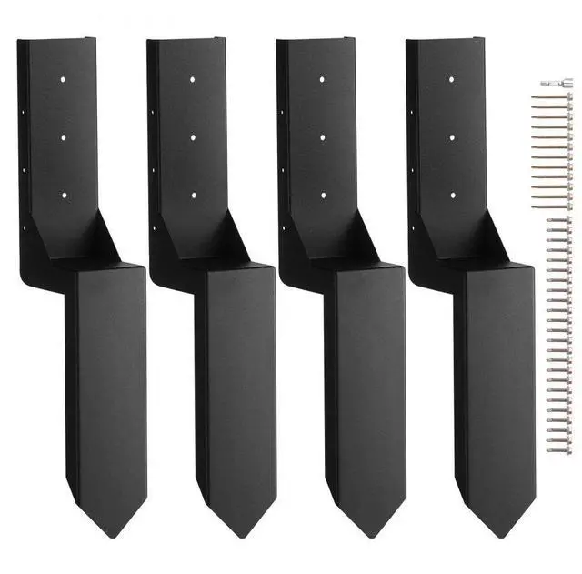 Main image of VEVOR Fence Post Anchor Repair Kit, 4 Pack Inner Diameter 3.5 x3.5 Inches Heavy Duty Steel Fence Post Support Stakes, Anchor Ground Spike for Repair Tilted, Broken Wood Fence Post, Enveloping