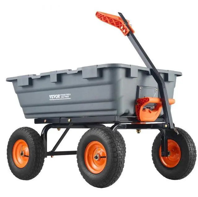 Main image of VEVOR Dump Cart, Poly Garden Dump Cart with Easy to Assemble Steel Frame, Dump Wagon with 2-in-1 Convertible Handle, 6.48 cu.ft Utility Wheelbarrow 1200 lbs Capacity, 13 inch Tires