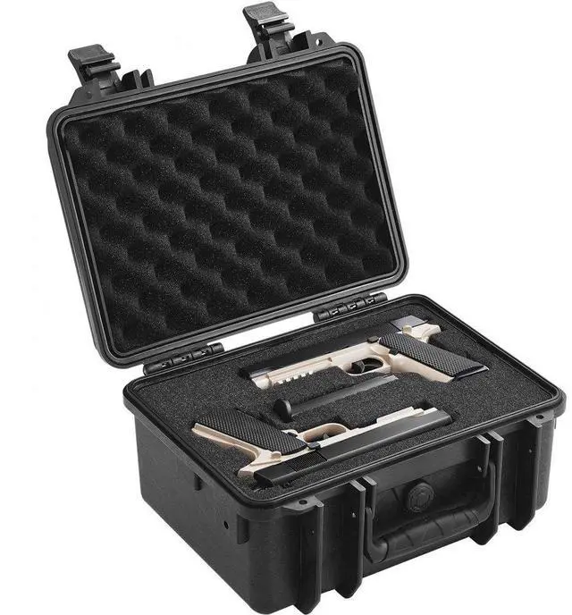 Main image of VEVOR Hard Pistol Cases with Pre-cut PU Foam, Waterproof & Dustproof Hard Gun Case for 1 Pistol, 14.1×11.5×7.6 in Lockable Pistol Case, Black