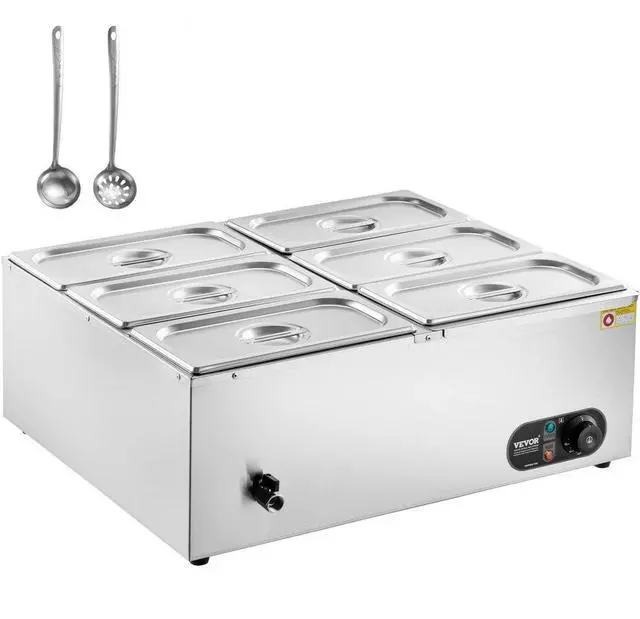 Main image of VEVOR 6-Pan Commercial Electric Food Warmer Countertop Buffet 6*8Qt Pan Bain Marie