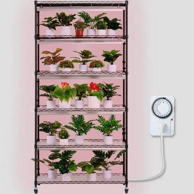 Main image of VEVOR Plant Stand with Grow Light, 6-Tier Large Tall Plant Shelf with 150W Full Spectrum Grow Light, Indoor LED Plant Light with Timer and Wheel for Seed Starting 35.4" L x 13.8" W x 70.9" H