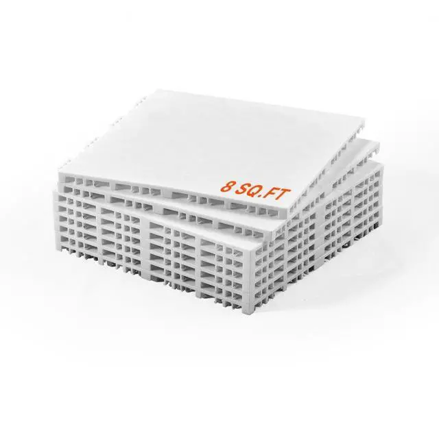 Main image of VEVOR Dryland Tiles for Hockey Floor Mat, 12.4 x 12.4 in Interlocking Versatile Training Surface, 8 PCS Interlocking PP Puzzle Dance Floor Tiles, Hockey Training Equipment Board for Shooting, Ash Gray