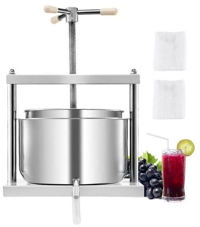 Main image of VEVOR 3.17 Gal/12L Fruit Wine Press, 2 Stainless Steel Barrels, Manual Juice Maker, Cider Apple Grape Tincture Honey Olive Oil Making Press with Triangular Handle for Outdoor Kitchen Home