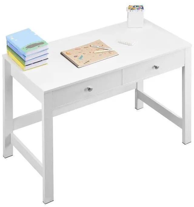 Main image of VEVOR Small Desk with Drawers, Kids Desk for Bedroom, Modern Simple Study Table for Drawing, Reading, Writing, Rectangle MDF Furniture Study Storage Table for Home, Office, White