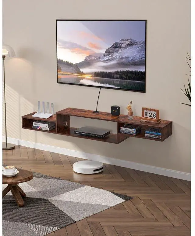 Main image of VEVOR Floating TV Stand, 70" Wall Mount Entertainment Center with Power Outlet & Cable Hole, Modern Floating TV Shelf with Storage Cabinet for DVD Player, Cable Box, Game Console, TV Accessory, Wood