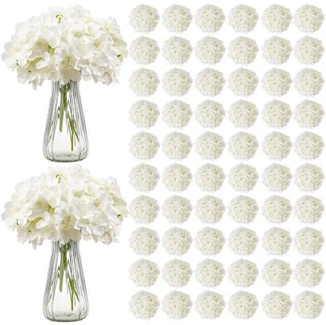 Main image of 205 Pcs Artificial Silk Hydrangea Flowers 9.8 In Bouquet Arrangement White