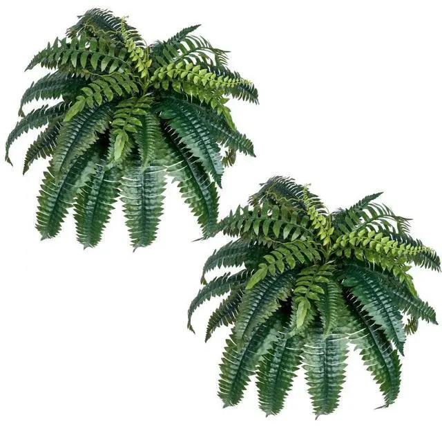 Main image of 2 Pcs Artificial Boston Ferns Plastic Fern 35 Branches Indoor Outdoor Decor