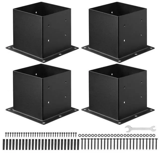 Main image of 4 Pack 4x4 Post Base Brackets Wood Fence Post Anchor Inner Size 3.6x3.6 inch