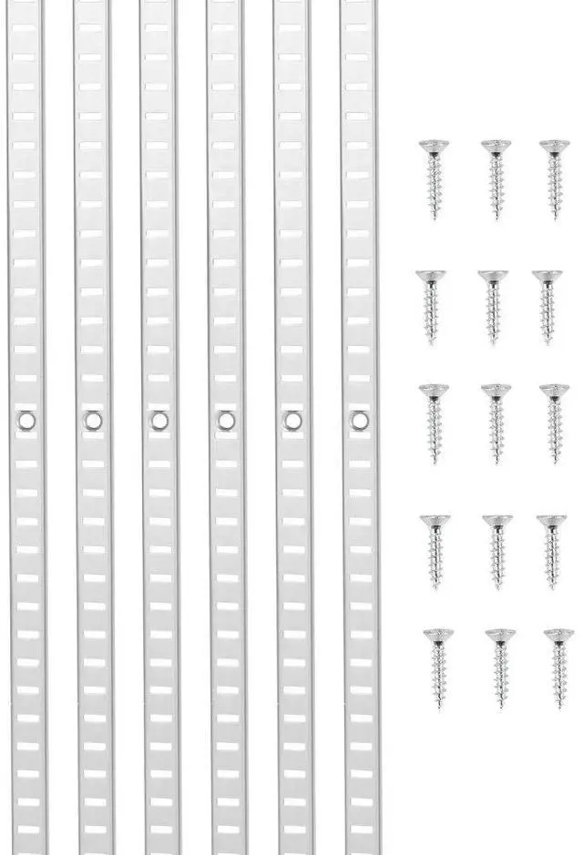 Main image of VEVOR Shelf Track 36.3-inch 6 Pack Adjustable Steel Wall Mounted Shelf Pilaster