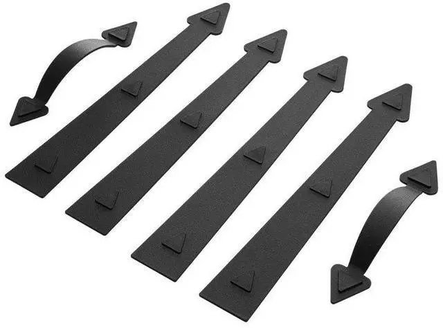 Main image of Decorative Magnetic Garage Door Hardware Kit Accents 4 Hinges 2 Handles Black