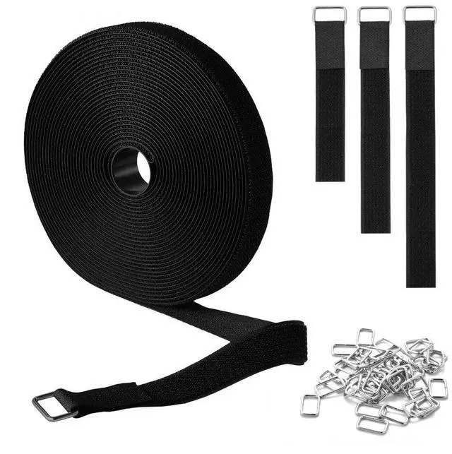 Main image of Cable Ties 393.7-Inch Hook and Loop Reusable Cord Ties with 50 Metal Buckles