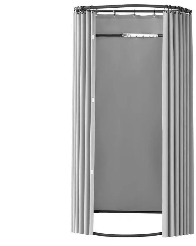 Main image of VEVOR Fitting Room, Dressing Room with Thick Polyester Curtains, Privacy Space with Shading Curtain and a Hook, for Boutique, Mall, Tailor's Store & Outdoor 39 x 37 x 79 in (Black and Gray-White)