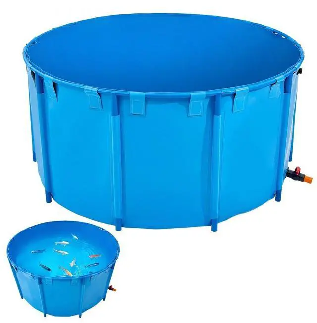 Main image of Canvas Fish Pond Above Ground Fish Tank 818 Gal Round Koi Pond (Blue)