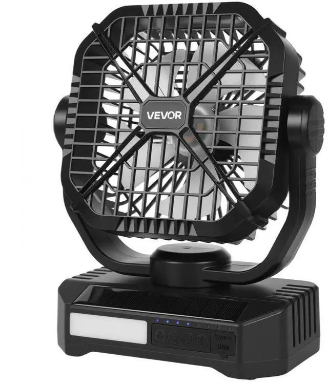 Main image of 10400mAh Solar Fan Camping Fan with Solar Panel LED Lantern 7W 8 Inch