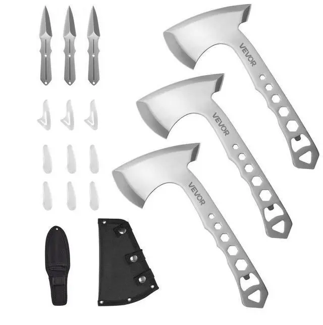 Main image of Throwing Axes and Tomahawks 3 Pack Hatchet Axes and 3 Pack Knives Throwing Set