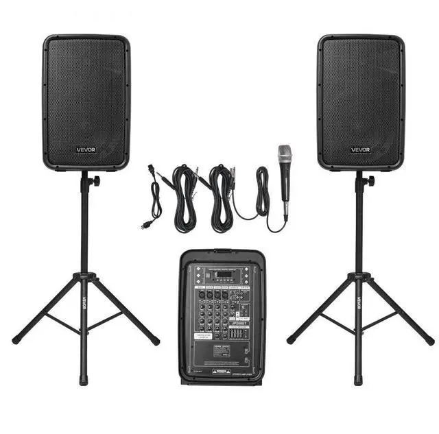 Main image of 2 X 8 in Speakers Portable PA System 300W Mixer Bluetooth Mic for DJ Party