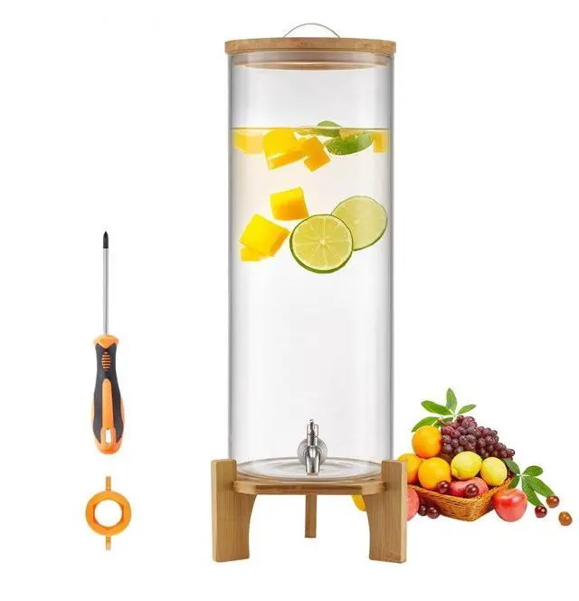 Main image of Drink Dispenser 3.5 Gal Beverage Dispenser for Parties Glass with Stand