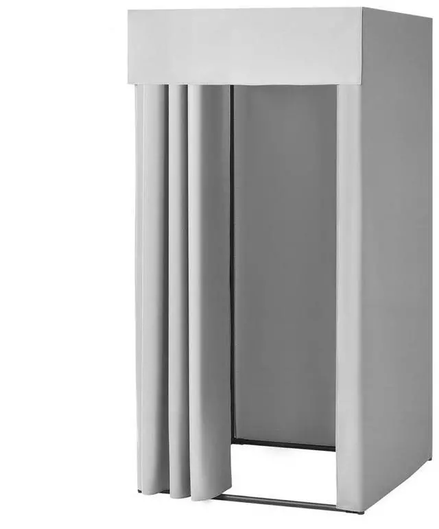 Main image of VEVOR Fitting Room, Dressing Room with Thick Polyester Curtains, Privacy Space with Shading Curtain and a Hook, for Boutique, Mall, Tailor's Store & Outdoor 39 x 39 x 78 in (Black and Gray-White)