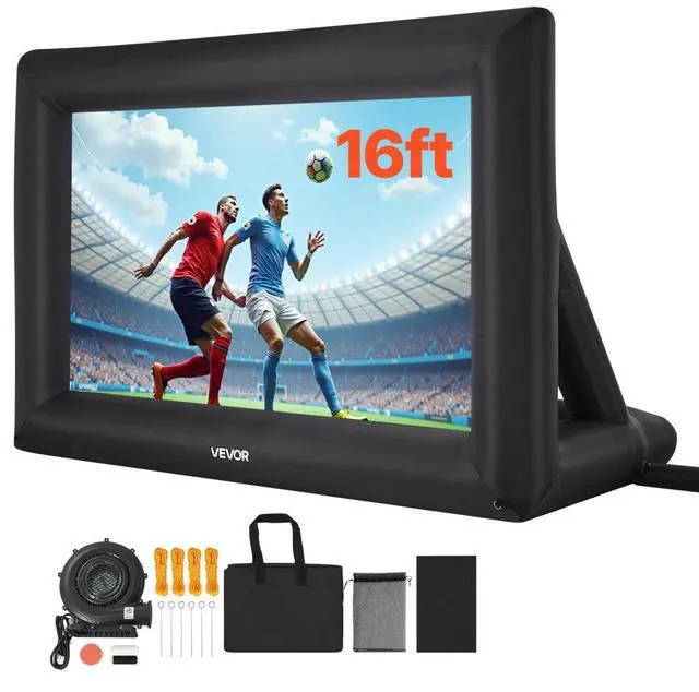 Main image of VEVOR 16FT Inflatable Projector Screen, Inflatable Movie Screen Outdoor with 250W Air Blower Projector Screen Oxford Fabric Material Blow Up Screen for Outdoor Backyard, Home Theater, Theme Party