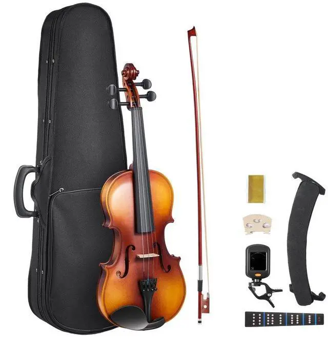 Main image of VEVOR Violin 4/4 Full Size for Adults, Violin Fiddle Set for Beginners with Hard Case, Rosin, Bow, Shoulder Rest, Bridge, Tuner and Extra Strings, Professional Musical Instruments for Student (Brown)