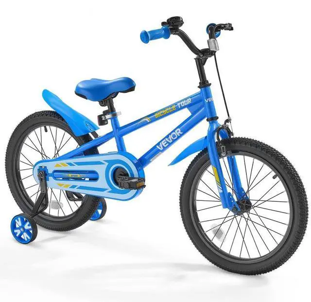Main image of VEVOR Kids Bike, 18 Inches BMX Style Children Bicycle, Rider Height 3.61 ft - 4.59 ft, Training Wheels Included, Sturdy and Easy to Assemble, Toddler Bike for Boys & Girls Learning to Ride, Blue
