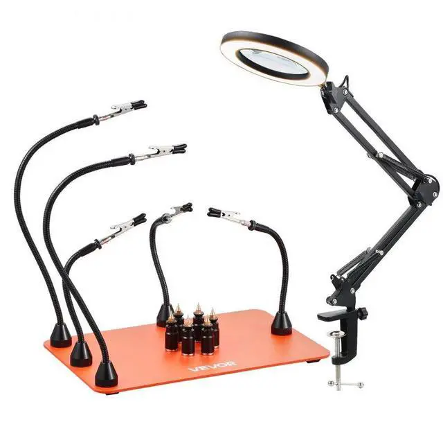 Main image of Magnetic Helping Hands Soldering Station 3X LED Magnifying Lamp 5 Arms