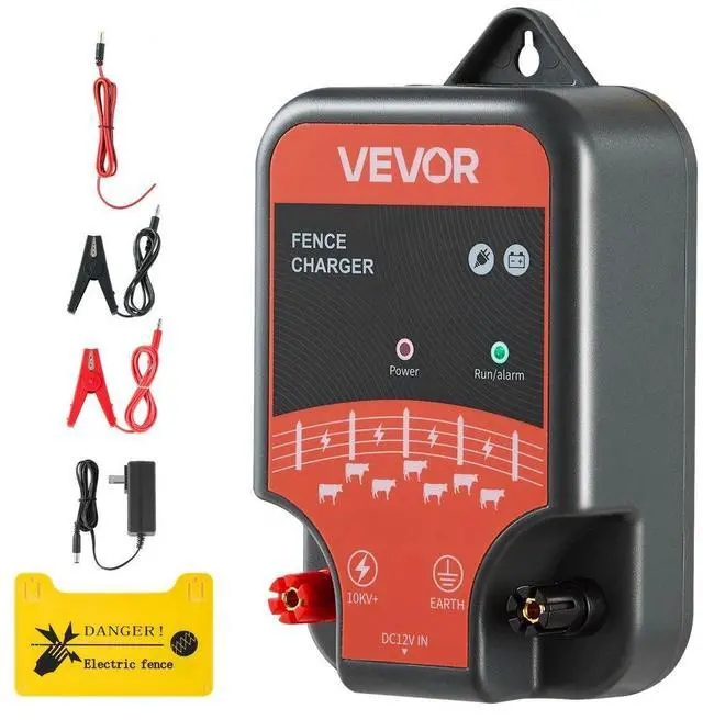 Main image of Electric Fence Charger 10kV 2J AC DC Electric Fence Energizer 1.86 Miles Range