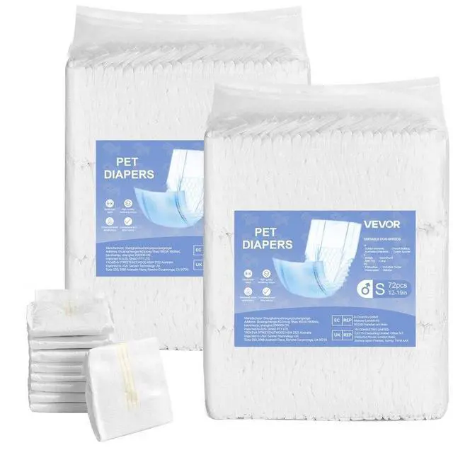 Main image of VEVOR Disposable Male Dog Diapers Super Absorbent Male Dog Wraps S 144 Count