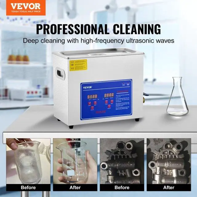 Alt view image 2 of 7 - VEVOR Commercial Ultrasonic Cleaner 6L Professional Ultrasonic Cleaner 40kHz with Digital Timer&Heater 110V Excellent Cleaning Machine for Watch Instruments Industrial Parts Excellent Cleaner Solutio