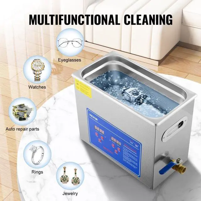 Alt view image 5 of 7 - VEVOR Commercial Ultrasonic Cleaner 6L Professional Ultrasonic Cleaner 40kHz with Digital Timer&Heater 110V Excellent Cleaning Machine for Watch Instruments Industrial Parts Excellent Cleaner Solutio