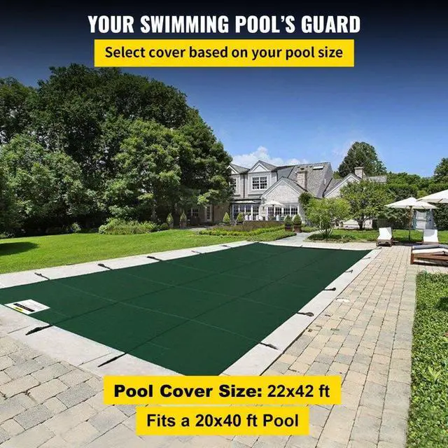 Alt view image 2 of 7 - VEVOR Pool Safety Cover Fits 20x40ft Rectangle Inground Safety Pool Cover Green Mesh Solid Pool Safety Cover for Swimming Pool Winter Safety Cover