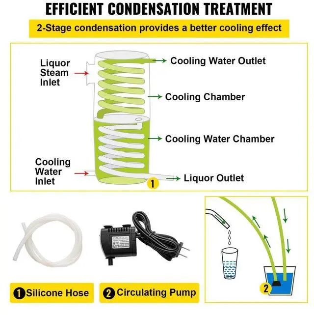 Alt view image 5 of 7 - VEVOR 30L 7.9Gal Water Alcohol Distiller 304 Stainless Steel Alcohol Distiller Home Kit Moonshine Wine Making Boiler with Thermometer (30L Distiller)