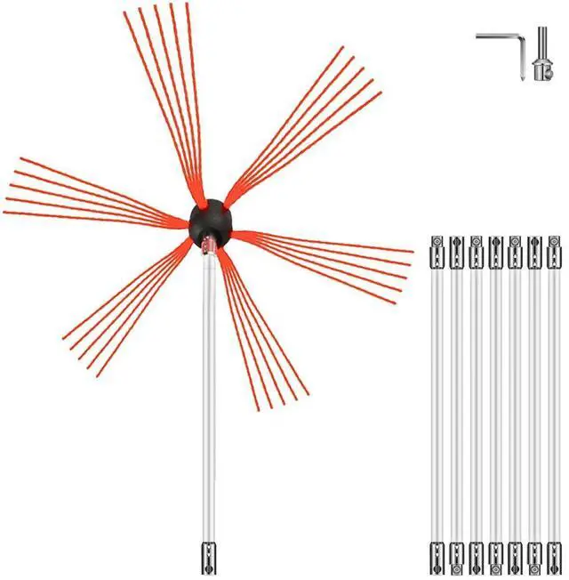 Alt view image 2 of 11 - VEVOR Chimney Sweeping Brush Rotary Chimney Brush 315inch Chimney Brush Rod Kit 8 Rods