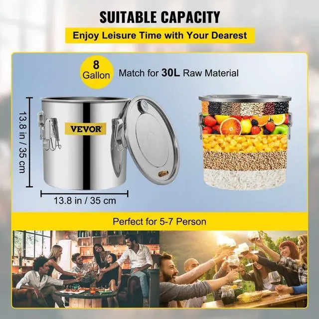 Alt view image 8 of 12 - VEVOR 9.6gal 38l Home Diy Wine Water Distiller Moonshine Still Boiler Kit 2pot