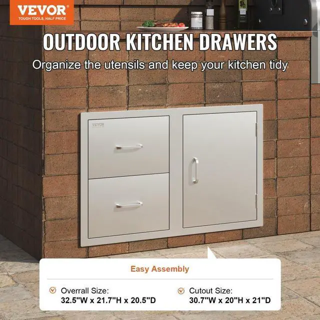 Alt view image 7 of 12 - VEVOR Door Drawer Combo With Towel Rack 33 X 22 Modern Frame Walled Doors Bbq Island