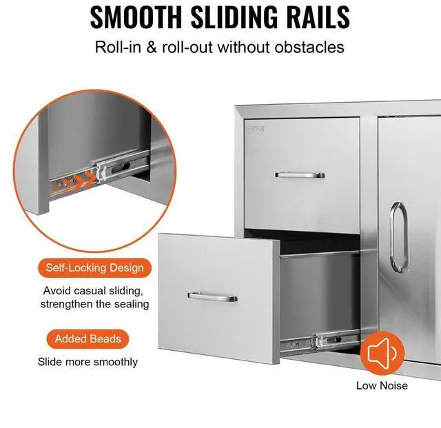 Alt view image 10 of 12 - VEVOR Door Drawer Combo With Towel Rack 33 X 22 Modern Frame Walled Doors Bbq Island