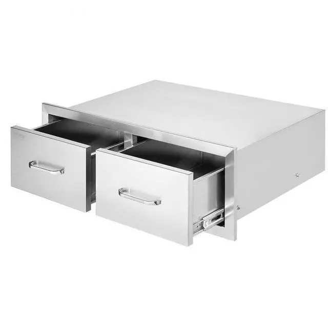 Alt view image 6 of 12 - VEVOR 30x10 Bbq Drawer 2 Horizontal Drawers Walled Island Durable Stainless Steel