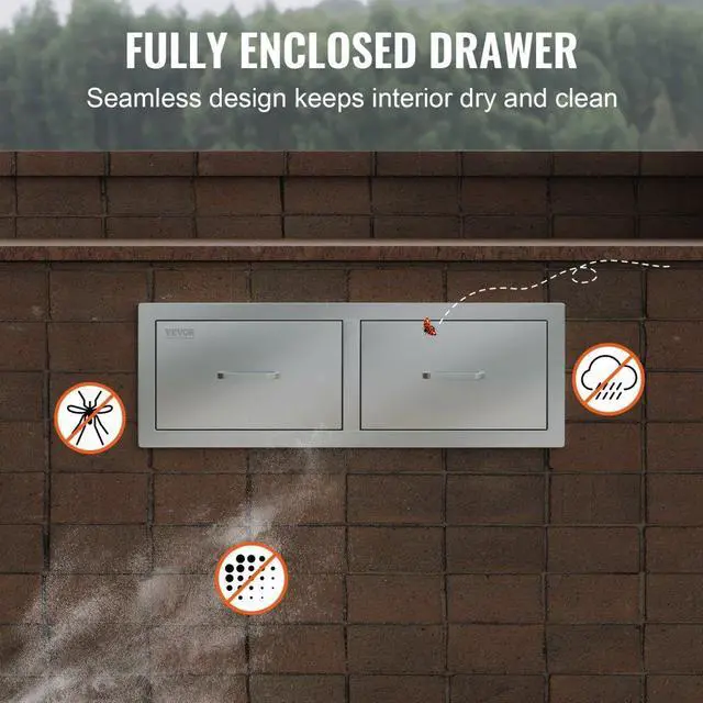 Alt view image 11 of 12 - VEVOR 30x10 Bbq Drawer 2 Horizontal Drawers Walled Island Durable Stainless Steel