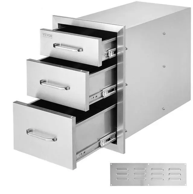 Alt view image 8 of 14 - VEVOR 20.25"x14" Outdoor Kitchen Drawer Bbq Storage With Handle Triple Drawers