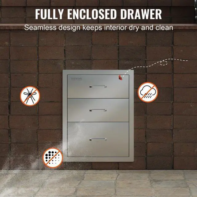 Alt view image 13 of 14 - VEVOR 20.25"x14" Outdoor Kitchen Drawer Bbq Storage With Handle Triple Drawers