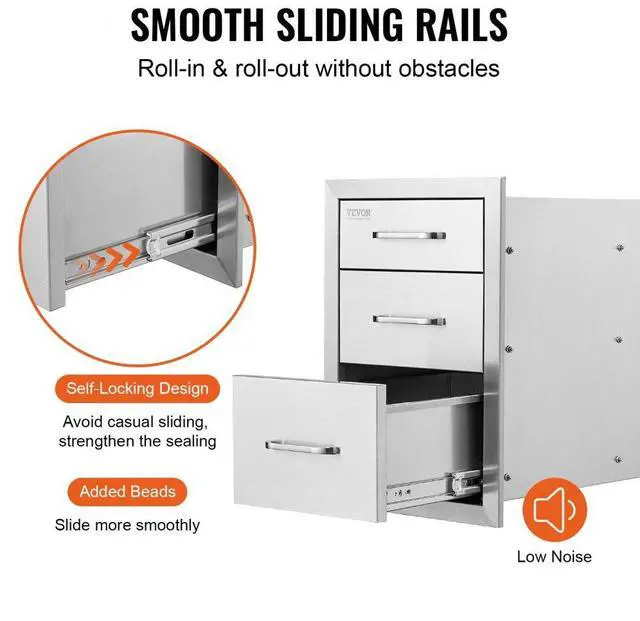 Alt view image 10 of 12 - VEVOR Usa Bbq Island / Outdoor Kitchen 18"x23" Stainless Steel Narrow Trash Drawer