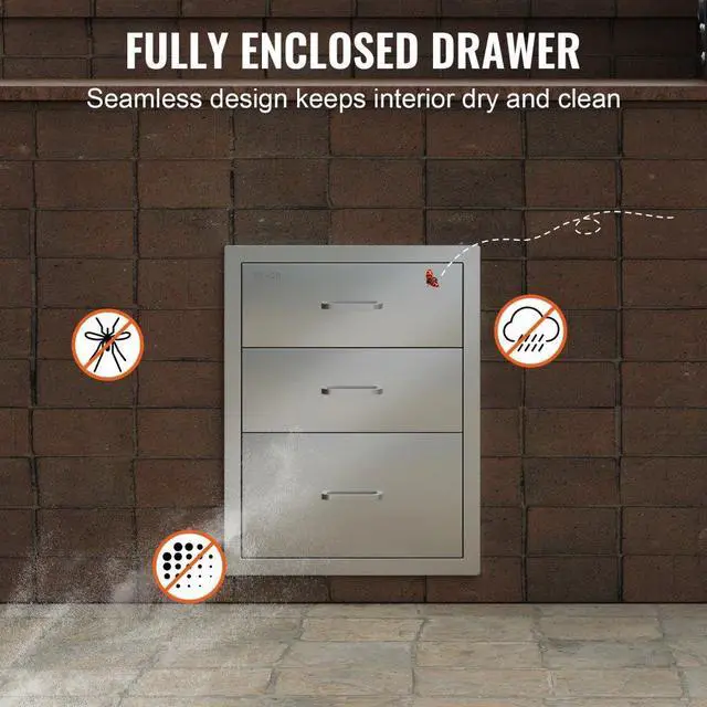 Alt view image 11 of 12 - VEVOR Usa Bbq Island / Outdoor Kitchen 18"x23" Stainless Steel Narrow Trash Drawer