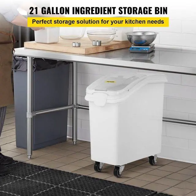 Alt view image 7 of 12 - Ingredient Bin With Casters 21 Gallon Mobile Restaurant Kitchen Flour Bins