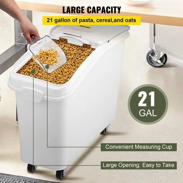 Alt view image 8 of 12 - Ingredient Bin With Casters 21 Gallon Mobile Restaurant Kitchen Flour Bins