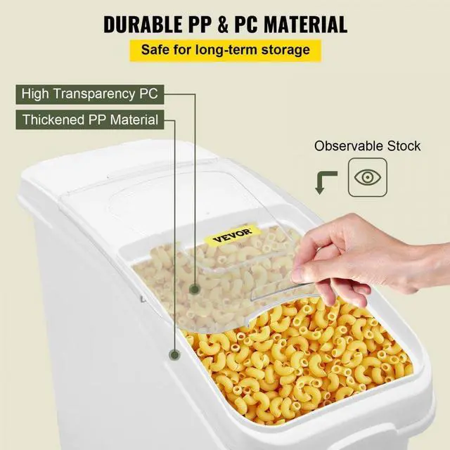 Alt view image 10 of 12 - Ingredient Bin With Casters 21 Gallon Mobile Restaurant Kitchen Flour Bins