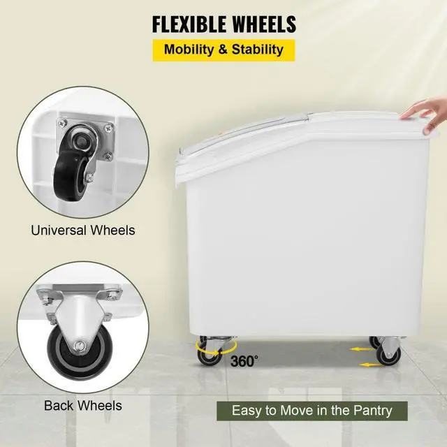 Alt view image 11 of 12 - Ingredient Bin With Casters 21 Gallon Mobile Restaurant Kitchen Flour Bins