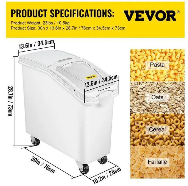 Alt view image 12 of 12 - Ingredient Bin With Casters 21 Gallon Mobile Restaurant Kitchen Flour Bins